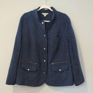 L.L. Bean Wool Coat Blue size 2X Elbow Patches